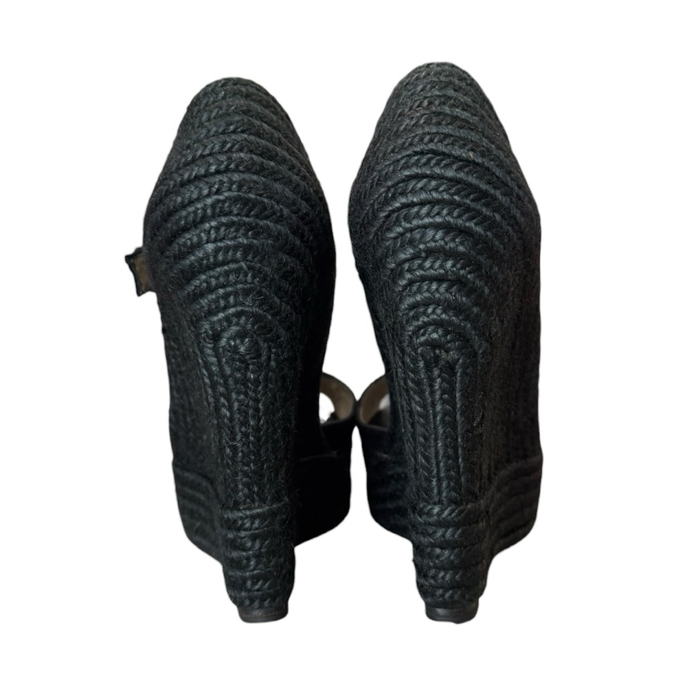 Christian Louboutin Jute Praia Wedge Espadrilles Black Size 35 - Picture 3 of 9